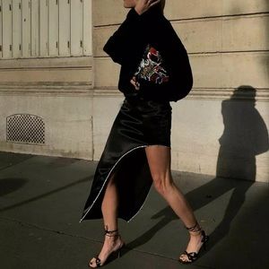 ZARA ASYMMETRIC black SKIRT WITH RHINESTONES